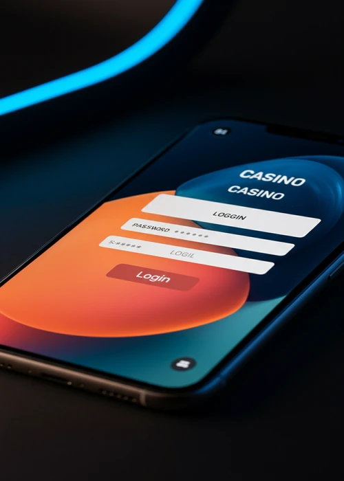 Secure login interface at 333 Casino with a background of popular slot game thumbnails like Starburst and Book of Dead